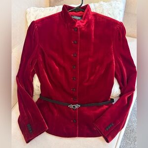 Ralph Lauren  Beautiful Cranberry Red Velvet Blazer